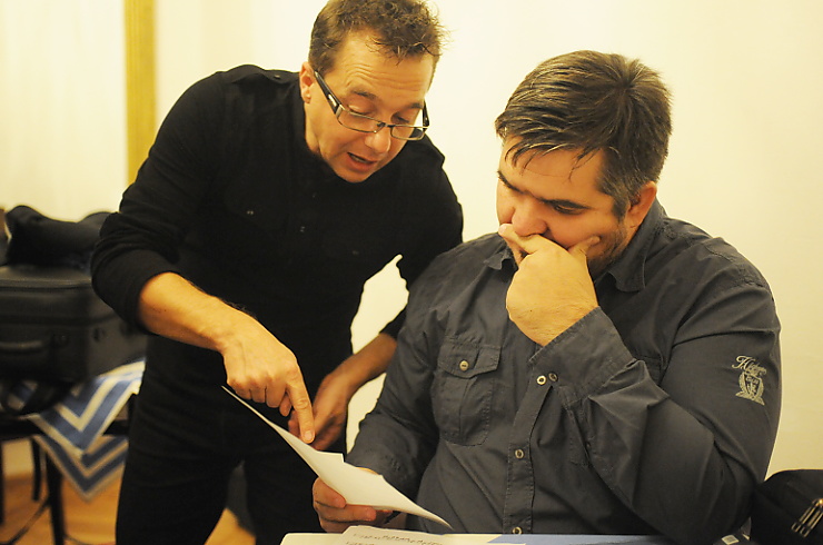 er Adamkovič a Ondrej Juraši, zákulisie festivalu Jazz Prešov 2016 © Patrick Španko